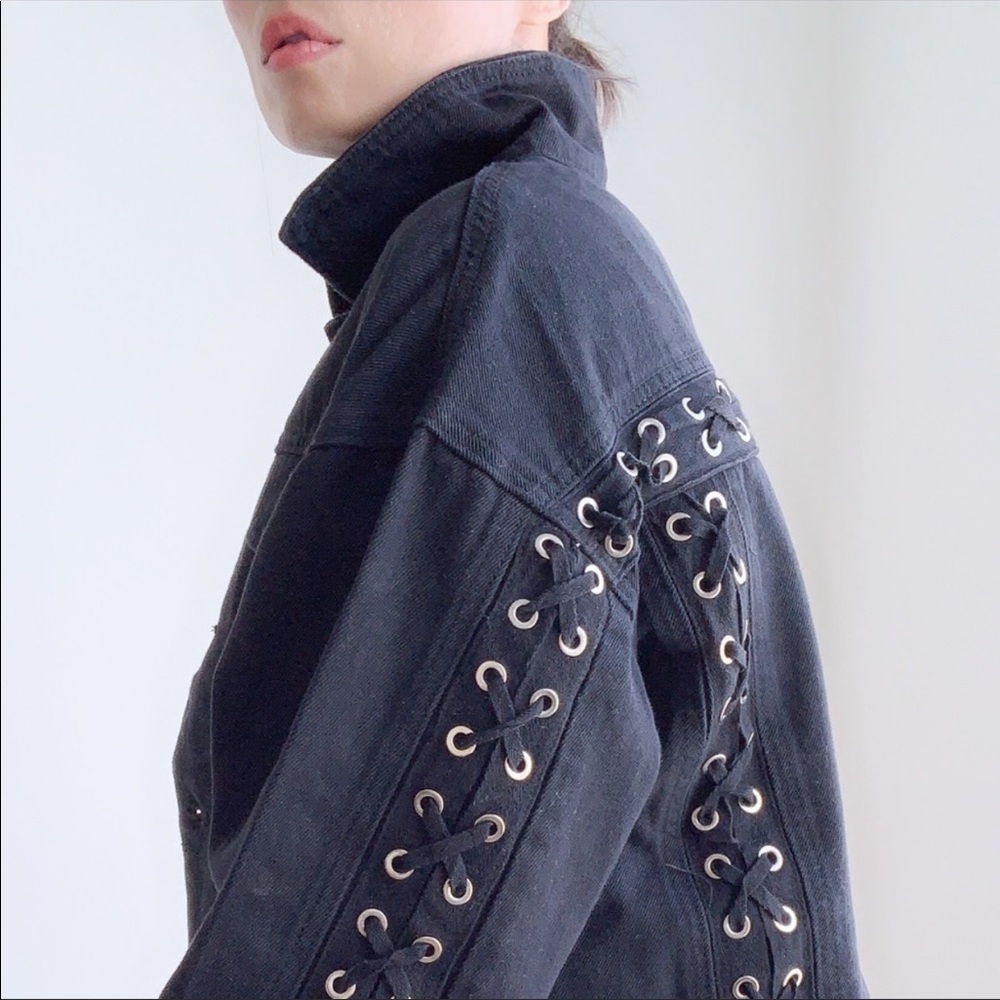 LACE UP BACK DENIM JACKET
